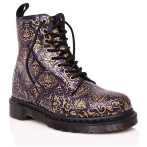 RARE Dr Martens 'Pascal' Womens baroque suede boots in black/purple size 8